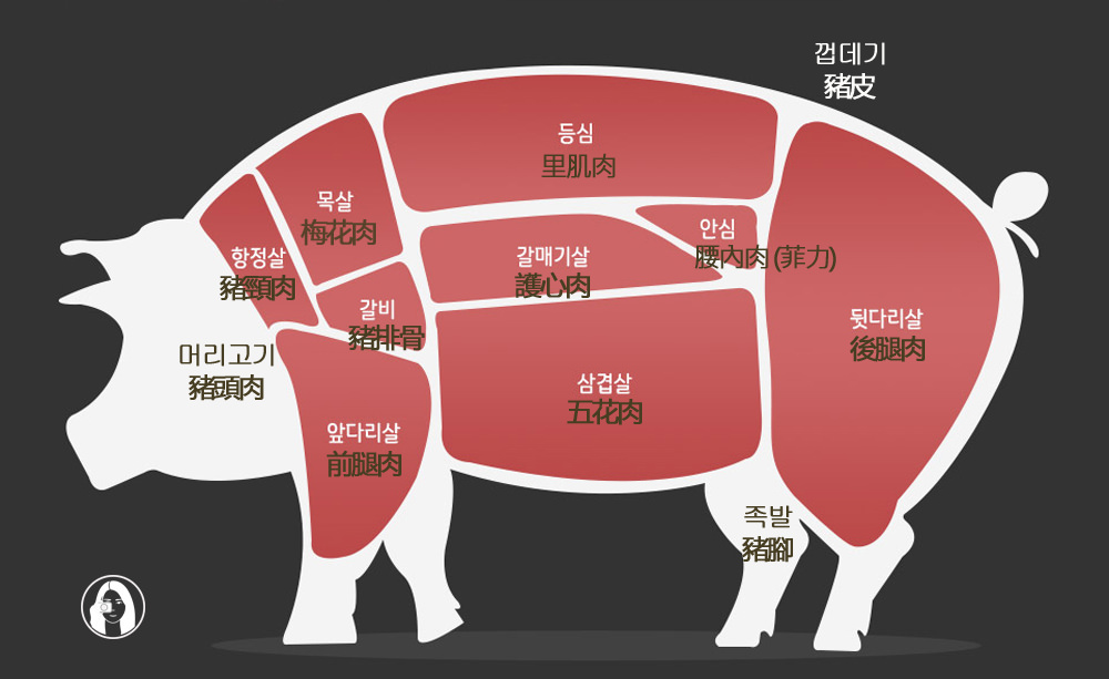 豬肉部位-中韓文對照