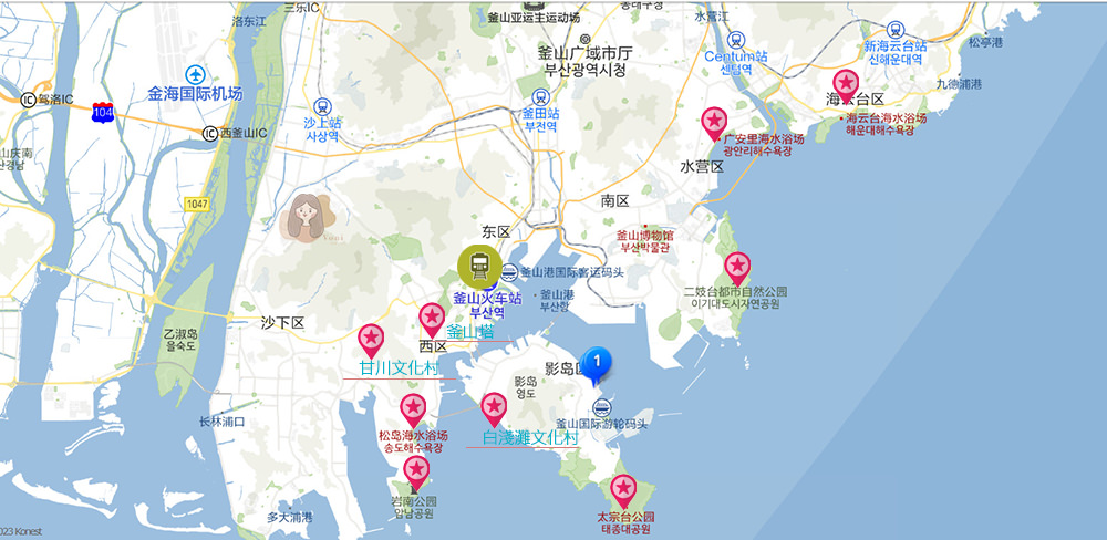 釜山-P.ark-周邊景點地圖