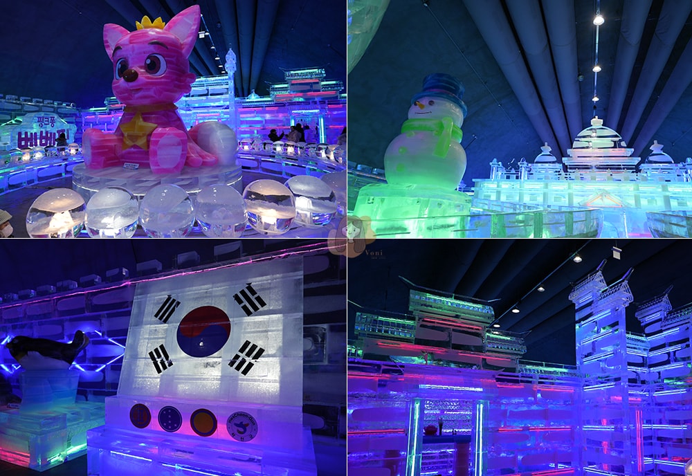 冰雪王國華川山鱒魚節,韓國江原道冬季限定慶典活動,冰釣、烤魚、冰雕、冰上活動及聖誕老人見面會 - 第45張圖 華川山鱒魚節全世界最大室內冰雕