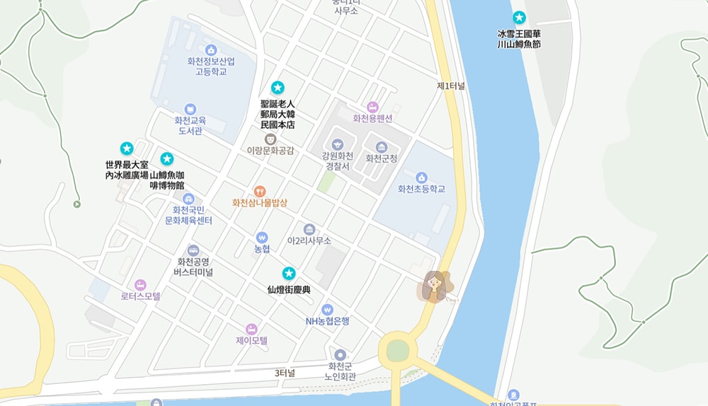 冰雪王國華川山鱒魚節冰釣慶典地圖